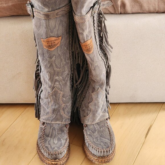 El Vaquero Colleen reptile boots Sz 40 Over the knee - Picture 1 of 10